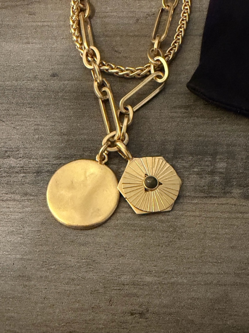 Madewell Necklace Set New on Card with dust Bag! #A113 gold tone - Picture 2 of 7